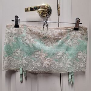 Victoria's Secret Mint Green and Silver Garter Skirt (L). NWT